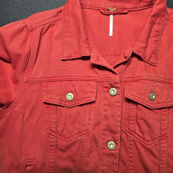 Free People Rumors Denim Jacket In Strawberry Spritz Medium - Picture 8 of 10